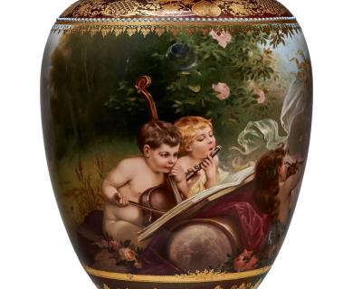 An Exceptional Berlin KPM Iridescent Jeweled Porcelain Vase The Spring Dance 