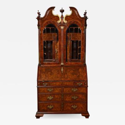 An Exceptional Burl Walnut Bureau Bookcase