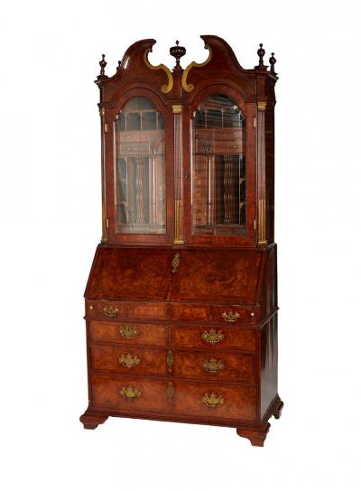 An Exceptional Burl Walnut Bureau Bookcase