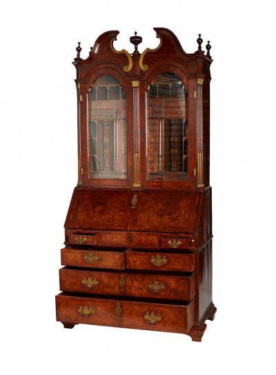 An Exceptional Burl Walnut Bureau Bookcase
