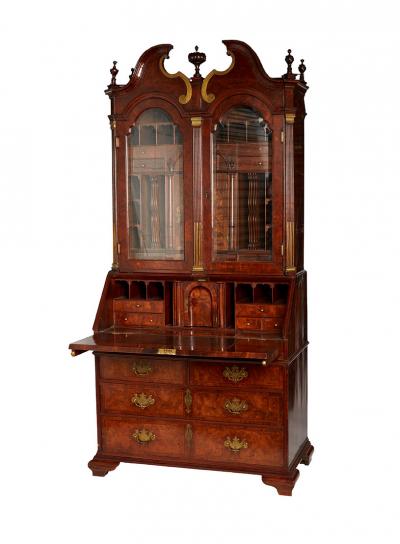 An Exceptional Burl Walnut Bureau Bookcase