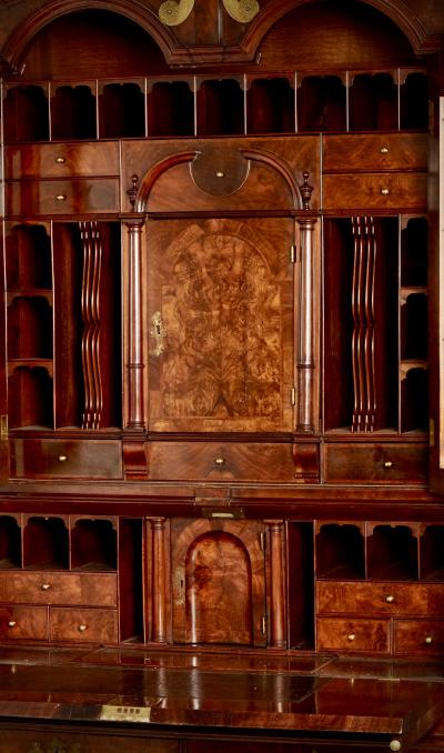 An Exceptional Burl Walnut Bureau Bookcase