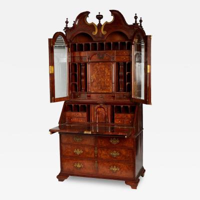 An Exceptional Burl Walnut Bureau Bookcase