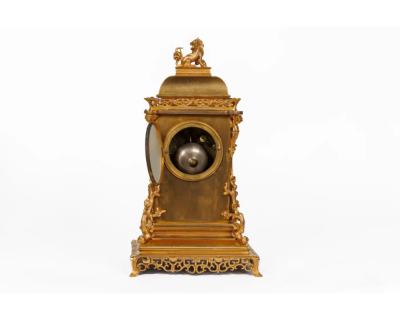 An Exceptional French Japonisme Ormolu and Champleve Enamel Five Piece Clock Set