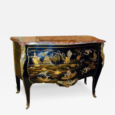 An Exceptional M Criaerd 18th Century French Louis XV Black and Gold Lacquer