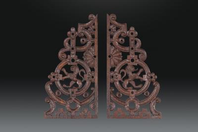 An Exceptional Pair of Carved Oak Fretted Appliqu s or Wall Panels