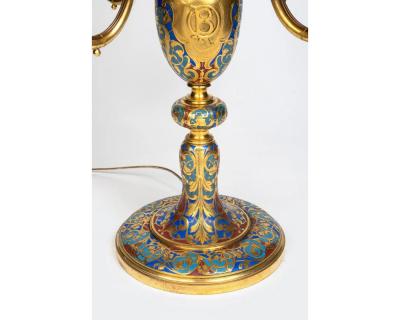 An Exceptional Suite of Champleve Enamel Ormolu Candelabra by Sevin Barbedienne