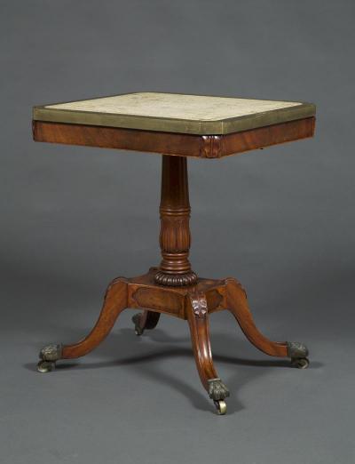 An Exceptionally Rare Table The Top Inlaid With Equine Teeth