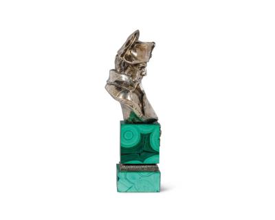 An Exquisite French Silver and Malachite Bust of Napoleon By Emile Pinedo
