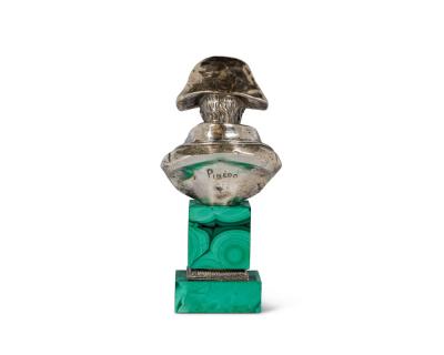 An Exquisite French Silver and Malachite Bust of Napoleon By Emile Pinedo