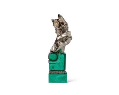 An Exquisite French Silver and Malachite Bust of Napoleon By Emile Pinedo