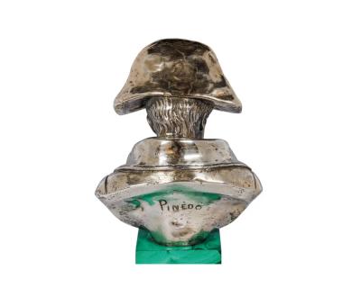 An Exquisite French Silver and Malachite Bust of Napoleon By Emile Pinedo