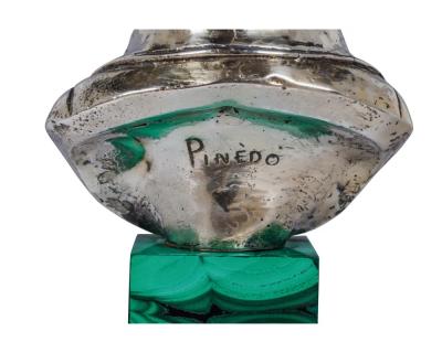 An Exquisite French Silver and Malachite Bust of Napoleon By Emile Pinedo