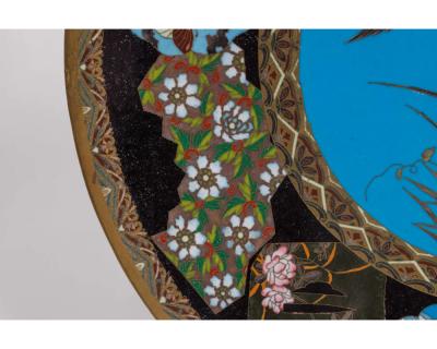 An Exquisite Large Pair of Meiji Period Cloisonn Enamel Plates with Tsubas