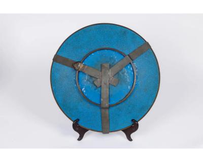 An Exquisite Large Pair of Meiji Period Cloisonn Enamel Plates with Tsubas
