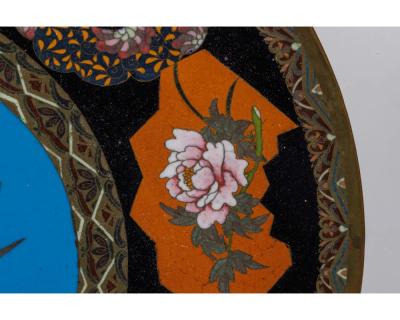 An Exquisite Large Pair of Meiji Period Cloisonn Enamel Plates with Tsubas