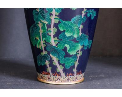 An Exquisite Pair Of Japanese Cloisonn Enamel Vases with Chrysanthemum Blossoms