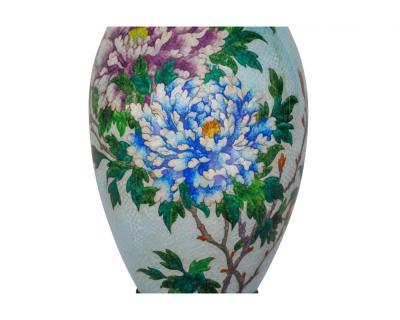 An Exquisite and Large Pair of Meiji Japanese Ginbari Cloisonne Enamel Vases