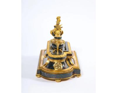 An Exquisite and Rare French Louis XVI Style Ormolu Mounted Bloodstone Inkwell
