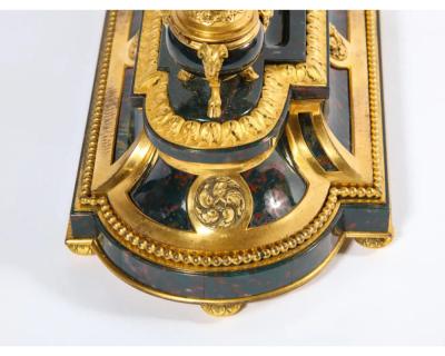 An Exquisite and Rare French Louis XVI Style Ormolu Mounted Bloodstone Inkwell