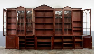 An Extraordinary George III Triple Breakfront Mahogany Glazed Cabinet