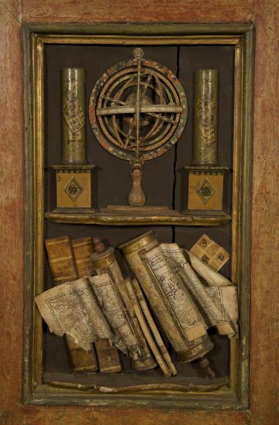 An Extraordinary Polychrome Painted And Parcel Gilt Cabinet With Reliefs