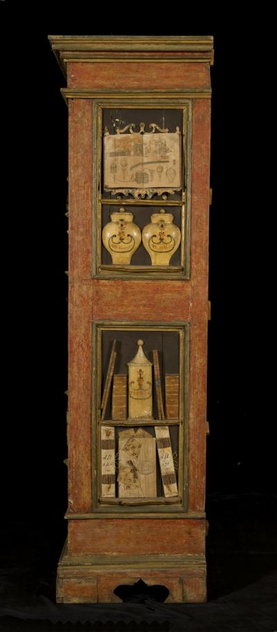 An Extraordinary Polychrome Painted And Parcel Gilt Cabinet With Reliefs