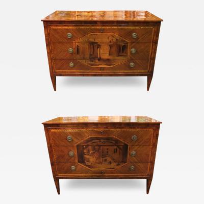 An Extraordinary and Rare Pair of 18th Century Milanese Commodes