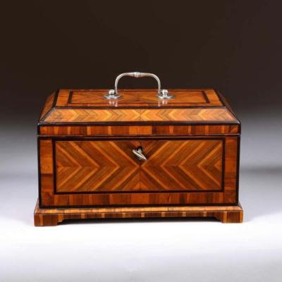 An Extremely Rare Geometric George II Parquetry Cocuswood Tea Caddy Circa 1730