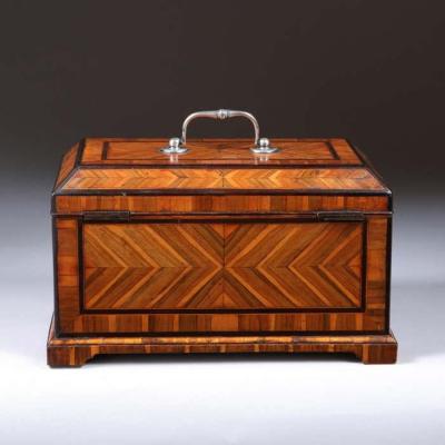 An Extremely Rare Geometric George II Parquetry Cocuswood Tea Caddy Circa 1730