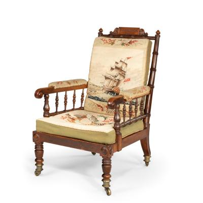 An HMS Bellerophon oak armchair 1805