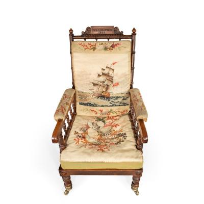 An HMS Bellerophon oak armchair 1805
