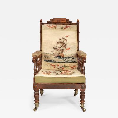 An HMS Bellerophon oak armchair 1805