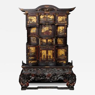 An Imperial Japanese Meiji Shibayama Tea Cabinet by The Tokugawa Samurai Clan