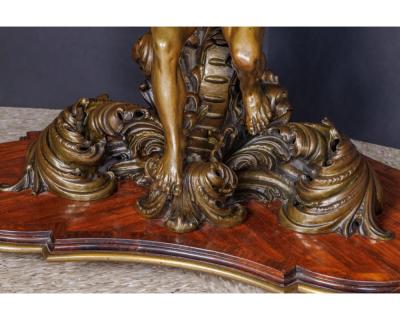 An Important Italian Kingwood and Patinated Bronze Figural Table Circa 1870