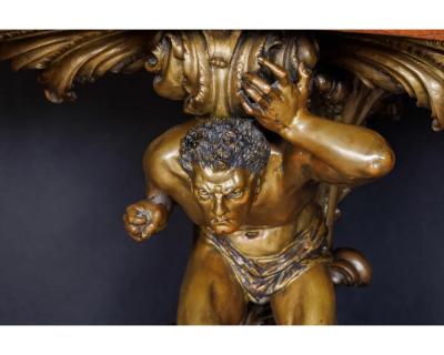 An Important Italian Kingwood and Patinated Bronze Figural Table Circa 1870