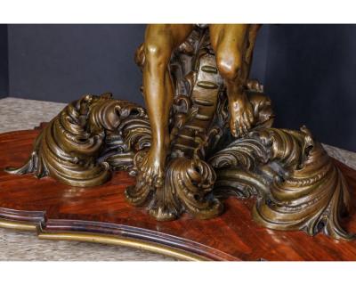 An Important Italian Kingwood and Patinated Bronze Figural Table Circa 1870
