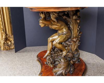 An Important Italian Kingwood and Patinated Bronze Figural Table Circa 1870