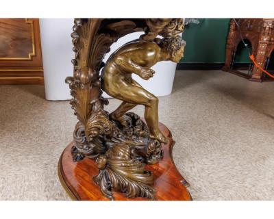 An Important Italian Kingwood and Patinated Bronze Figural Table Circa 1870