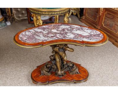 An Important Italian Kingwood and Patinated Bronze Figural Table Circa 1870
