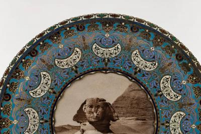 An Important Ottoman Yildiz Palace Silver Gilt and Enamel Plate Sphinx of Egypt