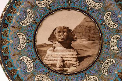 An Important Ottoman Yildiz Palace Silver Gilt and Enamel Plate Sphinx of Egypt
