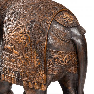 An Indian carved hardwood elephant