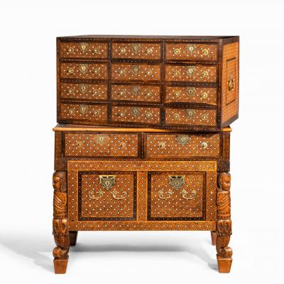 An Indo Portuguese rosewood teak and ebony contador