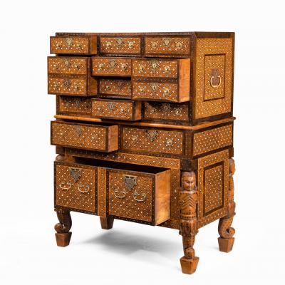 An Indo Portuguese rosewood teak and ebony contador