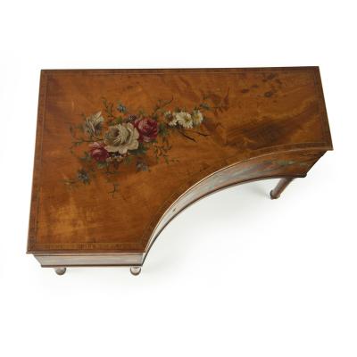 An Irish miniature satinwood piano sewing box painted by Herbert Cooper