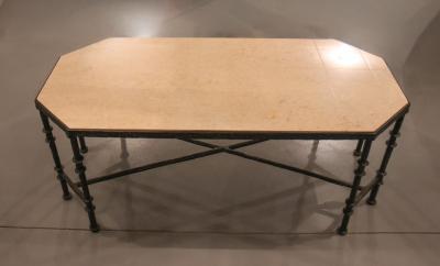 An Iron Coffee Table with Limestone Top USA circa 2000