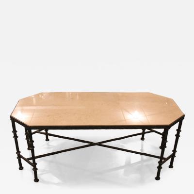 An Iron Coffee Table with Limestone Top USA circa 2000
