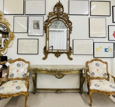 An Italian Gilt Wood Wall Console or Pier Mirror
