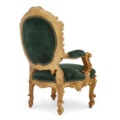 An Italian Giltwood 10 piece palazzo furniture suite 19th Century